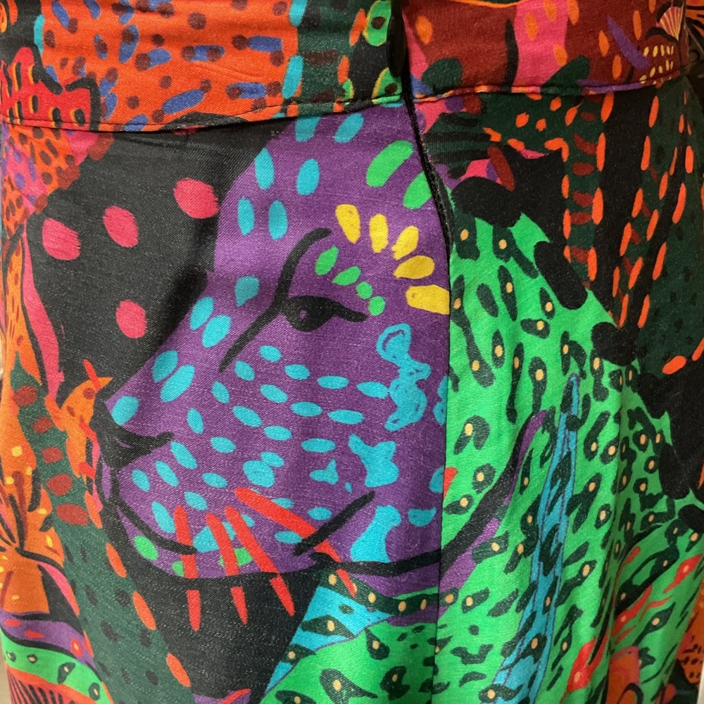 FARM Rio Women's Black Cool Leopards Floral Printed A-line Midi Skirt Size Small - Picture 7 of 12
